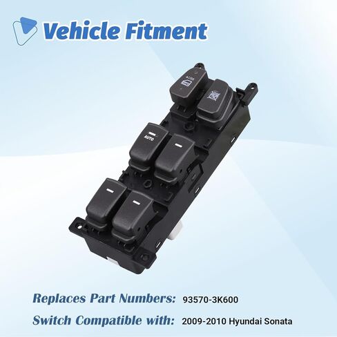 Power Main Window Switch Control Control متوافق مع 2009 2010 Hyundai Sonata Door Lock Controller Front Left Driver Side President OEM 93570-3K600 935703K600 641-51097L in Saudi Arabia