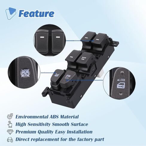 Power Main Window Switch Control Control متوافق مع 2009 2010 Hyundai Sonata Door Lock Controller Front Left Driver Side President OEM 93570-3K600 935703K600 641-51097L in Saudi Arabia