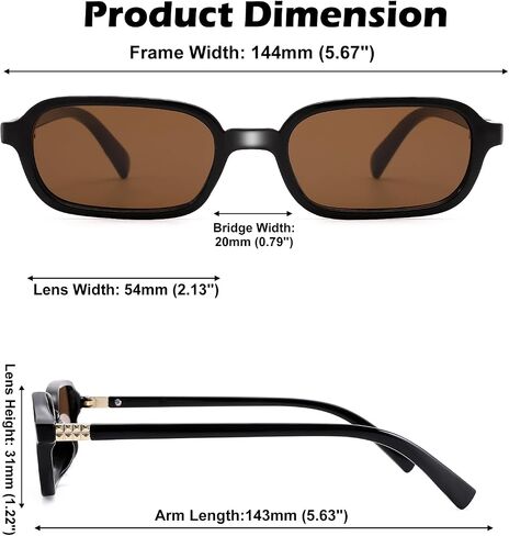Retro Rectangle Sunglasses for Women - 90s Vintage Trendy Sun Glasses - UV400 Protection Sunnies in Kuwait