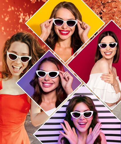 Plulon Retro ضيق Cat العين النظارات الشمسية للنساء الرجال خمر نظارة شمسية نسائية القط نظارات العين المرحات الرجعية كاتيب الشمس in Kuwait