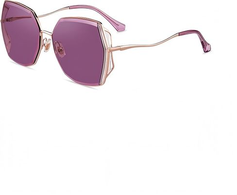 HEPTICS Oversized Butterfly Sunglasses, Purple Gradient Lens, Gold Metal Frame, UV400 Protection,Trendy Sunglasses for Women in Saudi Arabia