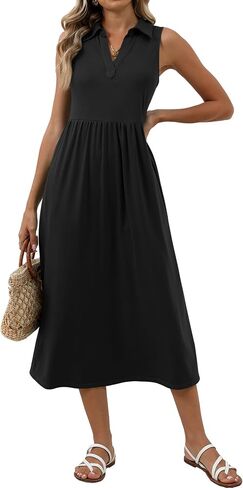 الفساتين غير الرسمية الصيفية للسيدات Maxiless Sundress v Neck A-Line Fashion Beach Vacet in Kuwait