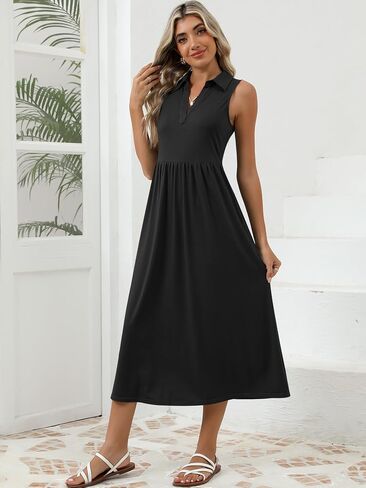الفساتين غير الرسمية الصيفية للسيدات Maxiless Sundress v Neck A-Line Fashion Beach Vacet in Kuwait