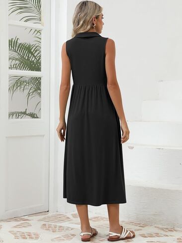 الفساتين غير الرسمية الصيفية للسيدات Maxiless Sundress v Neck A-Line Fashion Beach Vacet in Kuwait