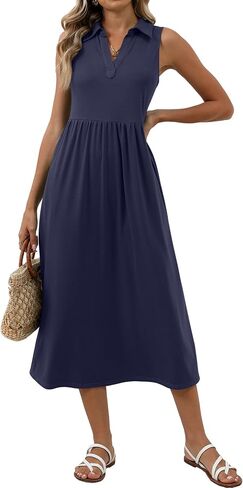الفساتين غير الرسمية الصيفية للسيدات Maxiless Sundress v Neck A-Line Fashion Beach Vacet in Saudi Arabia