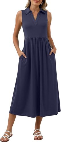 الفساتين غير الرسمية الصيفية للسيدات Maxiless Sundress v Neck A-Line Fashion Beach Vacet in Saudi Arabia
