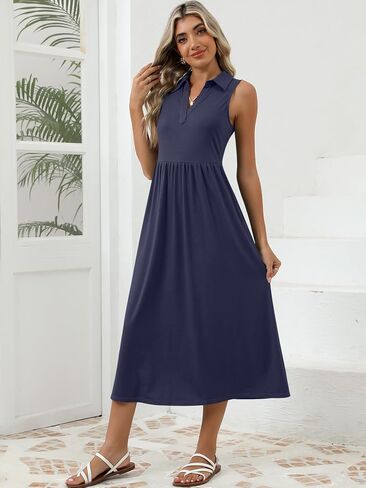 الفساتين غير الرسمية الصيفية للسيدات Maxiless Sundress v Neck A-Line Fashion Beach Vacet in Saudi Arabia