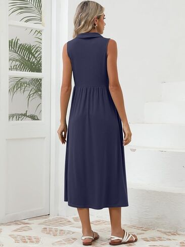 الفساتين غير الرسمية الصيفية للسيدات Maxiless Sundress v Neck A-Line Fashion Beach Vacet in Saudi Arabia