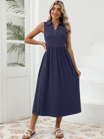 الفساتين غير الرسمية الصيفية للسيدات Maxiless Sundress v Neck A-Line Fashion Beach Vacet in Saudi Arabia
