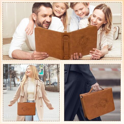 19PCS Floral Bible Cover for Women PU Leather Bible Cases Bible Journaling Kit for Girls Bible Bag with Shoulder Strap &Book Marker 10.47 * 7.48 * 2.17in Highlighter Pens Christian Gift Brown in Saudi Arabia