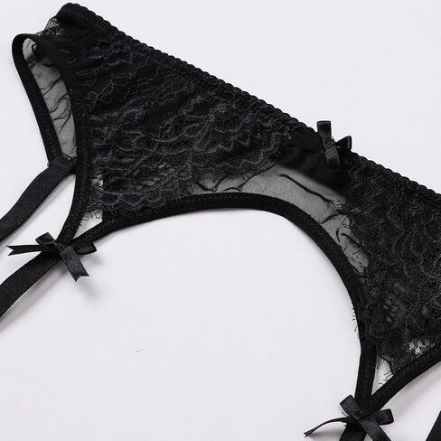 Lace Garter Belt with Metal Clips, Black Mesh Suspender Belt for Thigh Highs, 4 Straps in Saudi Arabia