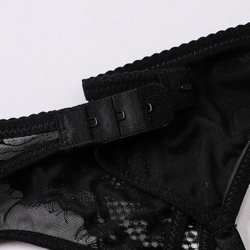 Lace Garter Belt with Metal Clips, Black Mesh Suspender Belt for Thigh Highs, 4 Straps in Saudi Arabia