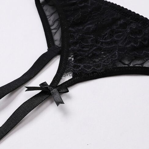 Lace Garter Belt with Metal Clips, Black Mesh Suspender Belt for Thigh Highs, 4 Straps in Saudi Arabia