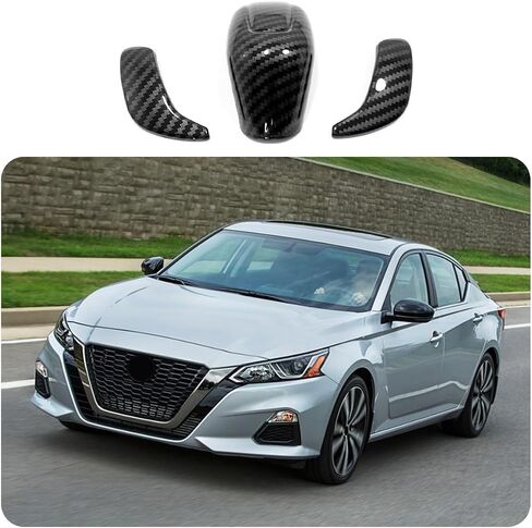 Car Accessories Fit for Nissan Altima 2019 2020 2021 2022 2023 2024 2025 Interior Gear Shift Knob Decoration Cover Trim Sticker (Carbon Fiber Style) 3PCS ABS in Saudi Arabia