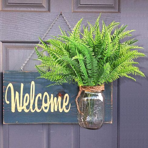 24 Bundles Fall Artificial Boston Fern Plants Bushes Artificial Shrubs Greenery for House Plastic Outdoor UV Garden Resistant Office Garden Indoor Decor in Kuwait
