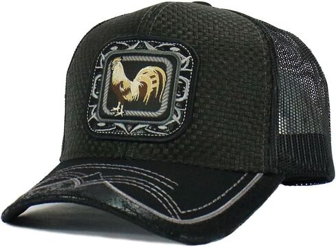 Rooster Straw Cap Mexico Style Western Trucker Mesh Snapback Curved Bill Baseball Cap in Kuwait