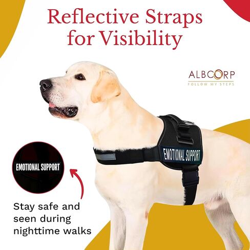ALBCORP Emotional Support Dog Vest – Reflective Harness - Woven Nylon, Comfy Mesh Padding - Sizes from XXS to XL – Emotional Support Dog Patches Included. Red, Medium in Kuwait