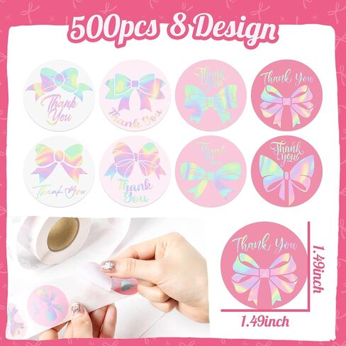 500Pcs Smile Thank You Stickers Roll Holographic Pastel Adhesive Labels for Small Business Packing Envelope Seals Handmade Crafts Gift Wedding Baby Shower Party Favors Greeting Cards, 1.5 Inch in Saudi Arabia