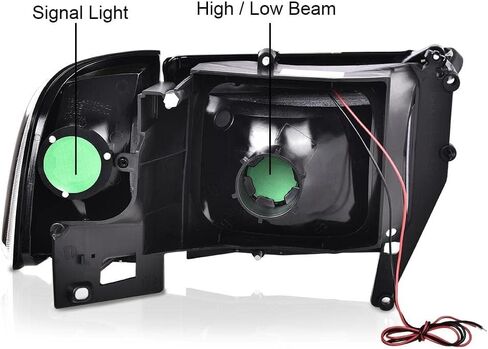 Cheda Headlight ، متوافق مع 1994 1995 1996 1997 1998 1999 2000 2001 2002 Dodge Ram 1500 2500 3500 Black Housing Corner Corner Lamps （عدسة واضحة Clear） in Saudi Arabia
