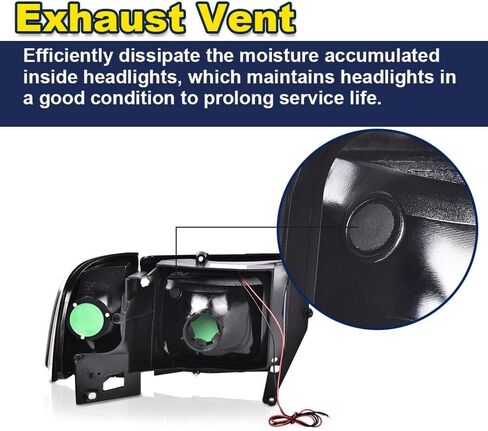 Cheda Headlight ، متوافق مع 1994 1995 1996 1997 1998 1999 2000 2001 2002 Dodge Ram 1500 2500 3500 Black Housing Corner Corner Lamps （عدسة واضحة Clear） in Saudi Arabia