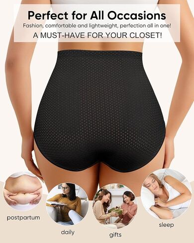الملابس الداخلية للسيدات 4 حزمة عالية الخصر سراويل داخلية من نايلون نايلون موجزات بعد الولادة تغطية كاملة in Kuwait