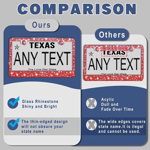 إطار لوحة ترخيص بلينغ سيارة ، غطاء رخصة الفولاذ المقاوم للصدأ من الفولاذ المقاوم للصدأ ، العالمي لمعظم السيارات ، سيارات الدفع الرباعي ، المركبات مع مجموعة المسمار ، إكسسوارات السيارات للنساء (الأرجواني ، 1pcs) in Kuwait