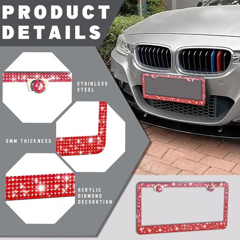 إطار لوحة ترخيص بلينغ سيارة ، غطاء رخصة الفولاذ المقاوم للصدأ من الفولاذ المقاوم للصدأ ، العالمي لمعظم السيارات ، سيارات الدفع الرباعي ، المركبات مع مجموعة المسمار ، إكسسوارات السيارات للنساء (الأرجواني ، 1pcs) in Kuwait