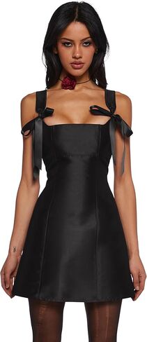 Dolls Kill Pixie Stardust Mini Dress by Current Mood - Taffeta Dress with Fit and Flare Silhouette, Perfect for Special Events - Black, XX-Small in Saudi Arabia