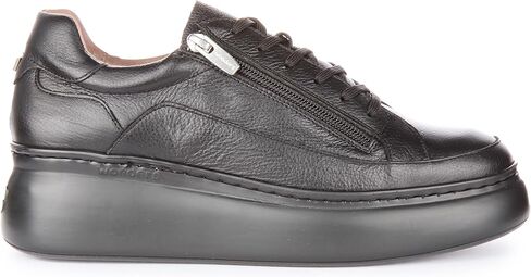 Tyler Women's Lace Up Side zip Leather Platform Trainers (Black ، US 8-8.5) in Kuwait