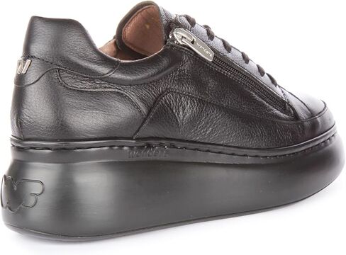 Tyler Women's Lace Up Side zip Leather Platform Trainers (Black ، US 8-8.5) in Kuwait
