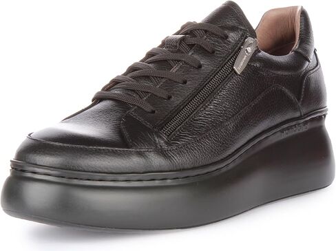 Tyler Women's Lace Up Side zip Leather Platform Trainers (Black ، US 8-8.5) in Kuwait