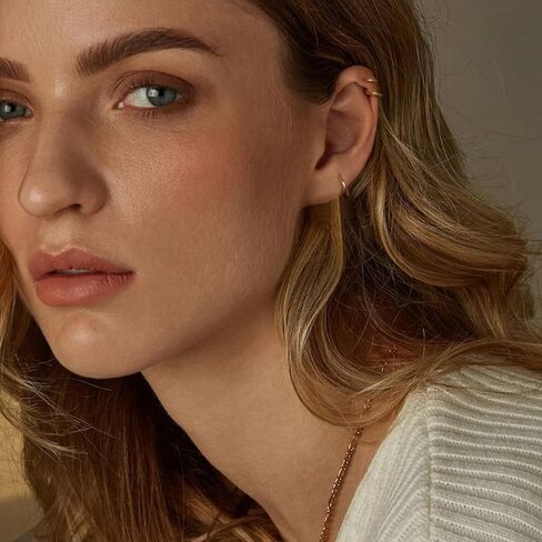 6 أزواج أقراط فضية صغيرة من الفضة للنساء ، وأقراط Huggie Huggie Hypoallergenic 14k مطلي بالذهب غير القابل للصدأ المقعدة للآذان الحساسة ، وأقراط حلزون الغضروف الصغيرة لمجوهرات متعددة 6 ملم 10 ملم 10 ملم in Kuwait