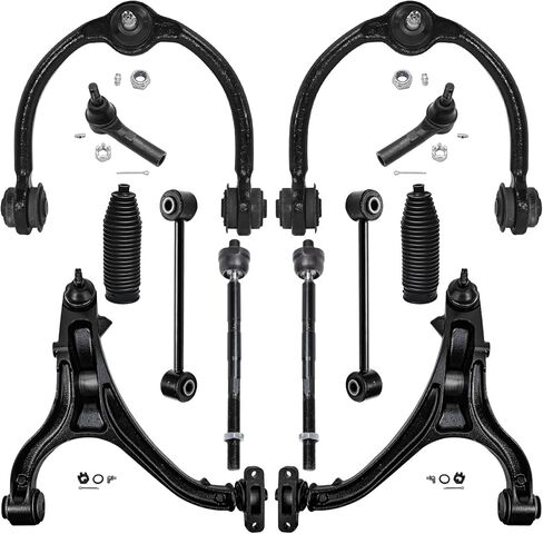 Detroit Axle - 12pc مجموعة التعليق الواجهة الأمامية لجيب 05-10 Grand Cherokee Commander ، أذرع التحكم السفلية والعلوية مع قضبان التعادل مفصل الكرة أحذية البوتس 2005 2006 2007 2008 2008 2010 البديل in Saudi Arabia