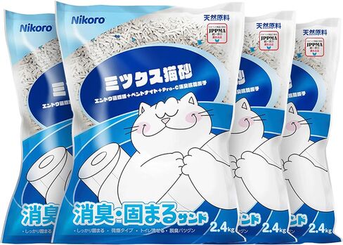 NIKORO Mixed Cat Litter,Strong Clumping Cat Litters,Odor Control and Unscented Ultra Absorbent Water Flushable Bentonite Tofu Cat Litter,Dust Free Scent Free,22 lbs(5.5 lbs×4Bags) in Saudi Arabia