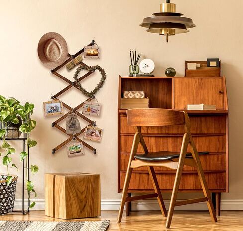 Expandable Wooden Coat Rack Hanger – Accordion Wall Mounted Pine Wood Hooks – Hand Made Vintage Expending Pegs – Hang Coat, Jacket, Hat, Leash, Towel, Mug, Bag – Distressed White in Saudi Arabia