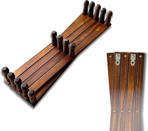 Expandable Wooden Coat Rack Hanger – Accordion Wall Mounted Pine Wood Hooks – Hand Made Vintage Expending Pegs – Hang Coat, Jacket, Hat, Leash, Towel, Mug, Bag – Distressed White in Saudi Arabia