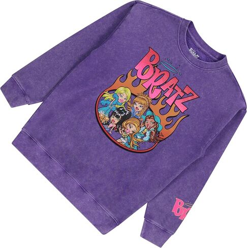 Bratz Ladies Dolls Tiedye Sweatshirt - Yasmin, Cloe, Jade, and Sasha 1990's Vintage Throwback Mineral Wash Crewneck in Kuwait