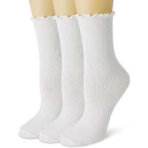 Women Ankle Socks, Super Soft Lolita Ruffle Turn-Cuff Striped Double Needle Combed Cotton Socks 3 Pairs in Saudi Arabia