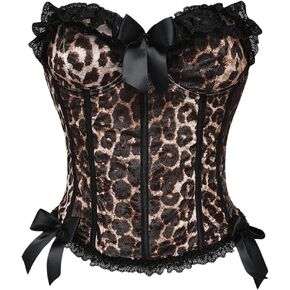 Makemechic Women’s Leopard Print Corset Top Bow Lace Lace Britlist Tube Tops Y2K Bandeau Top Top in Saudi Arabia