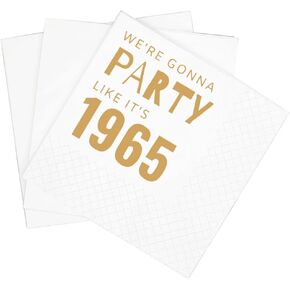 SharkBliss Funny 80th Birthday Cocktail Napkins, 100 Pack Gold We're Gonna Party Like It's 1945 Disposable Paper Beverage Cocktail Napkins for Women Her 80th Birthday Party, 2-Ply, 5x5" (1945 Gold) in Saudi Arabia