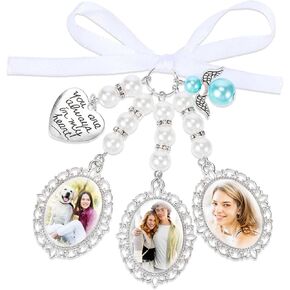 باقة زفاف سحر لذاكرة الزفاف باقة باقة باقة مع لؤلؤة بيضاء وقلادة القلب لاسي البيضاوي البيض in Kuwait