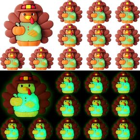 Domensi 30 Pcs Glow in Dark Thanksgiving Mini Turkey Figures Tiny Turkey Figurines to Hide and Seek Luminous Chicken Statue Autumn Figurines for Thanksgiving Party Gifts Favors Decor (Pumpkin) in Saudi Arabia
