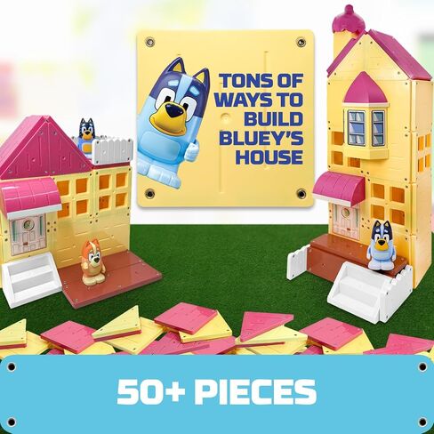Tile Town Bluey Heeler Home & 4WD Vehicle Magnetic Tiles Construction Building Playset + Family Figures, Kids 3-5+, New Action Tiles, Realistic Builds, STEM Creative Toy | Amazon Exclusive in Saudi Arabia