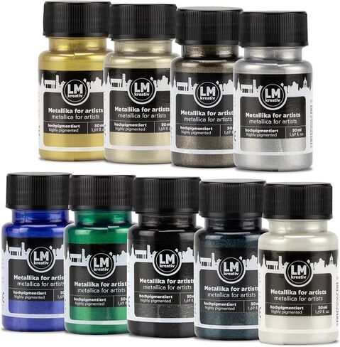 Metallic Acrylic Paint 9 x 1.69 fl oz - Opulence - Premium Metallic Acrylic Paints for Artists, 50ml – Perfect for Canvas, Wood, Ceramic, and DIY Projects in Saudi Arabia