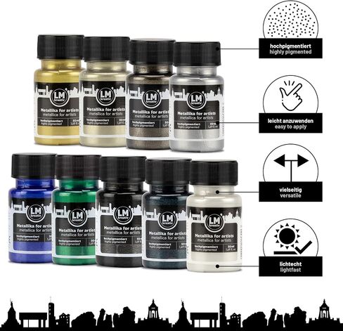 Metallic Acrylic Paint 9 x 1.69 fl oz - Opulence - Premium Metallic Acrylic Paints for Artists, 50ml – Perfect for Canvas, Wood, Ceramic, and DIY Projects in Saudi Arabia