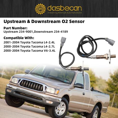 Dasbecan 2Pcs Oxygen O2 Sensor Upstream and Downstream Compatible with Toyota Tacoma 2000-2004 2.4L 2.7L 3.4L Replaces 234-9001 234-4189 in Saudi Arabia