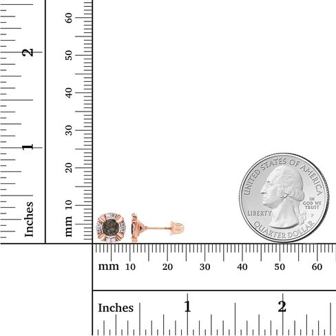 الصلبة 14K الذهب 8mm هالة هالة الطبيعية البولبية 4MM جولة الولادة أقراط | 1 ملم تم إنشاؤه in Saudi Arabia