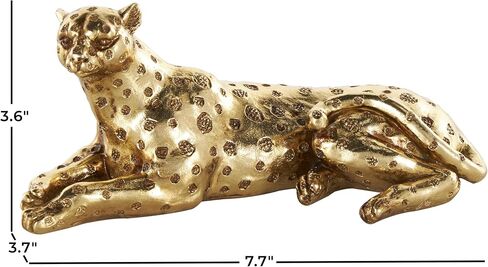 DECO 79 راتنج النمر النحت الزخرفي وضع ديكور منزلي مع بقع محكم ، تمثال لهجة 8 "× 4" × 4 "، الذهب in Saudi Arabia