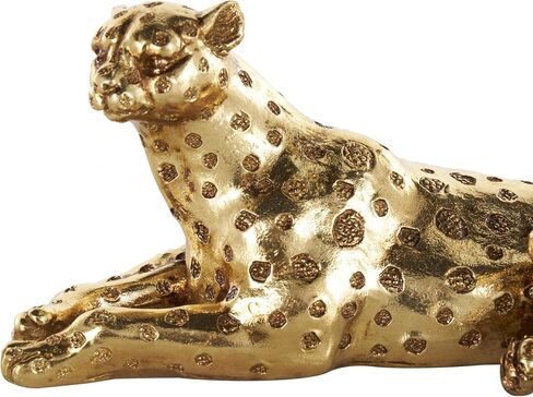 DECO 79 راتنج النمر النحت الزخرفي وضع ديكور منزلي مع بقع محكم ، تمثال لهجة 8 "× 4" × 4 "، الذهب in Saudi Arabia