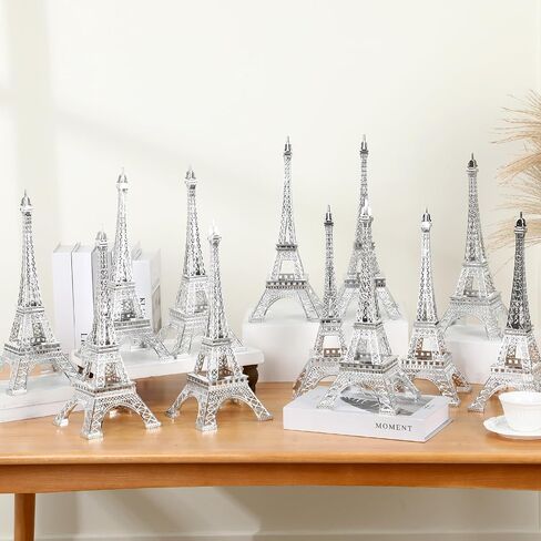 Therwen 12 PCS 15 '' Eiffel Tower تمثال ديكور سبيكة باريس باريس فرنسي إيفل برج النموذج القابل للتحصيل تمثال باريس باريس الفني التمثال النموذجية الحزب هدية للكيك توبيبر (أسود) in Saudi Arabia